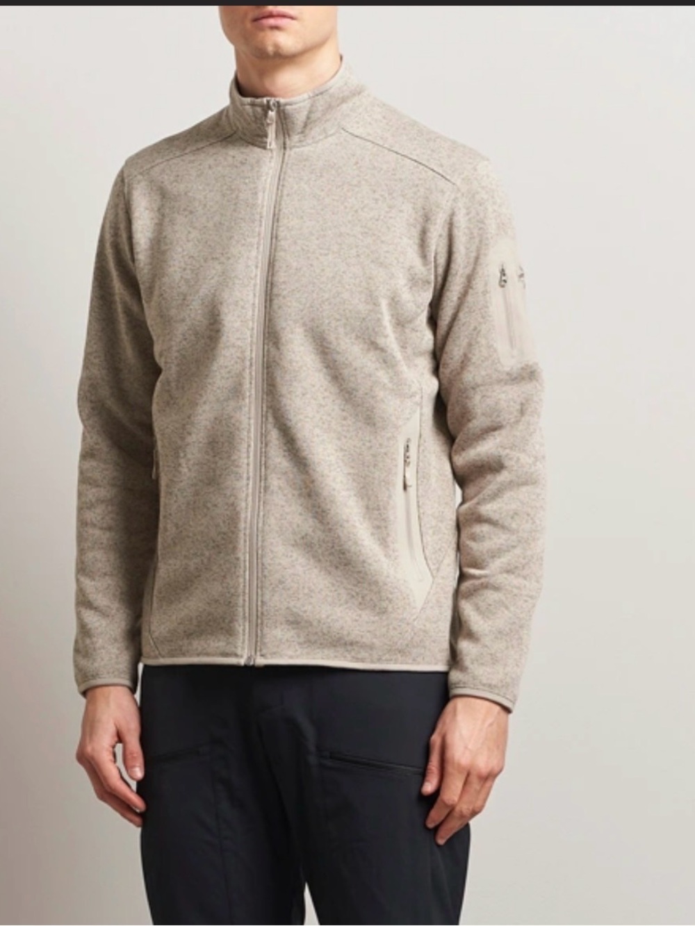 Arc'teryx Men's Zip-Up Sweater Jacket in Light Beige Heather